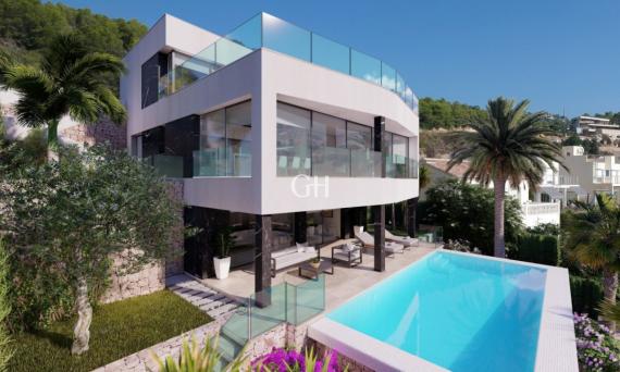 Modern luxury villa with panoramic sea views and over the coast in Calpe